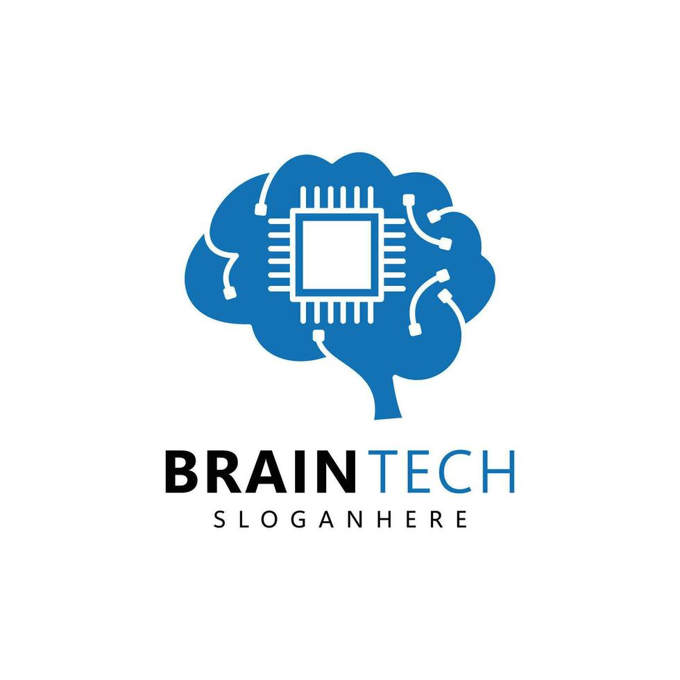 elektronisk hjärna logotyp. digital hjärna teknologi ikon design vektor