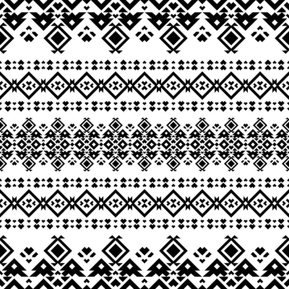 nahtlos ethnisch Muster. Volk Ornament Stil. Stammes- Hintergrund Design mit abstrakt geometrisch Form. schwarz und Weiß. Design zum Teppich, Vorhang, Textil, Stoff, Matte, Stickerei, Mode, ikat. vektor