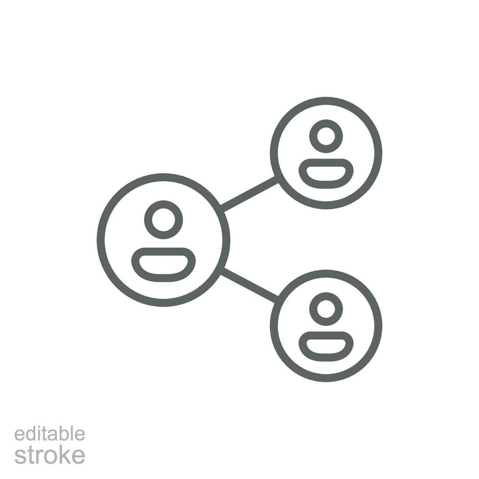 Menschen Netzwerk Symbol. einfach Gliederung Stil. Sozial Netzwerk, verbinden, Kreis, Aktie, Verknüpfung, Gemeinschaft, Team, Gruppe, Geschäft Konzept. dünn Linie Symbol. Vektor Illustration isoliert. editierbar Schlaganfall.