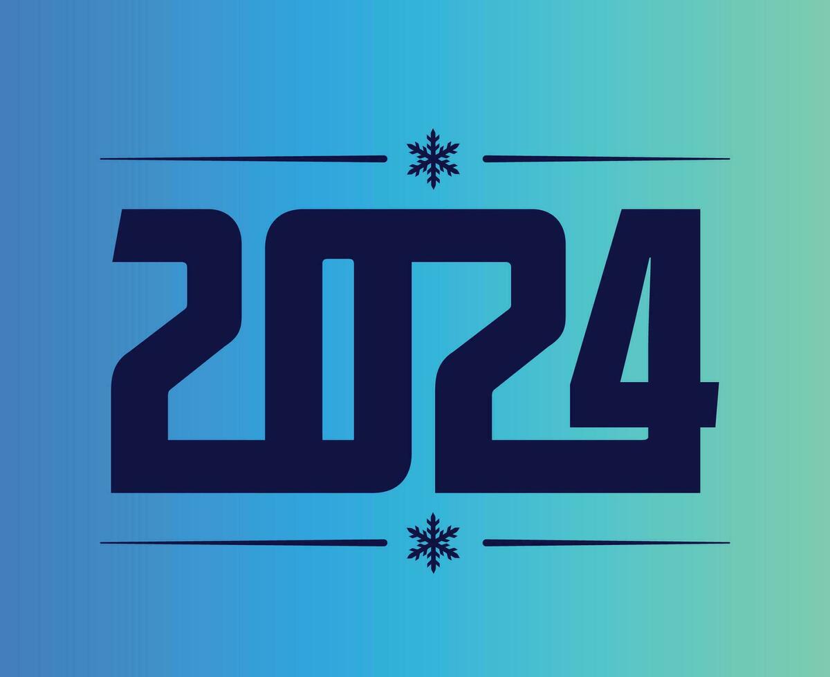 2024 glücklich Neu Jahr abstrakt Blau Grafik Design Vektor Logo Symbol Illustration mit cyan Hintergrund