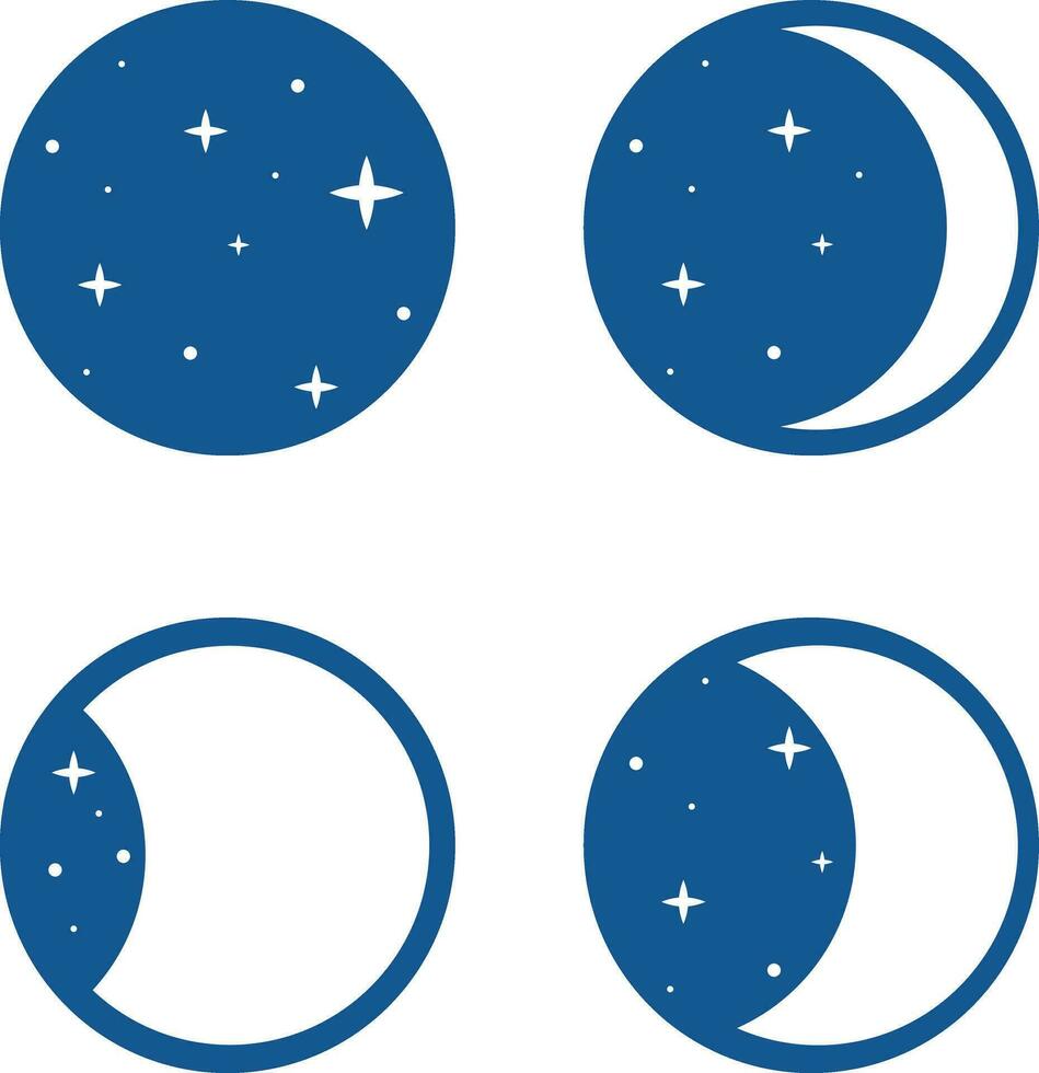 vektor måne faser ikoner med stjärnor, astro logotyp