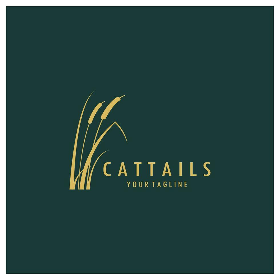 cattails eller flod vass gräs växt logotyp design, vatten- växter, träsk, vild gräs vektor