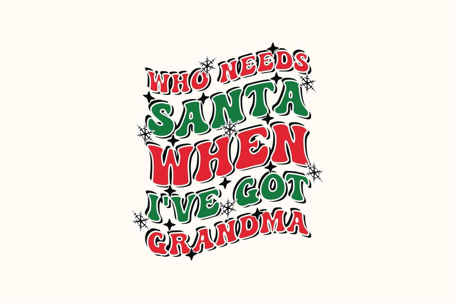 jul rolig santa mormor unge eps jul t-shirt design vektor