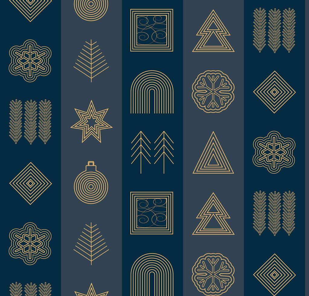 Weihnachten Mosaik Symbole mit geometrisch nahtlos Muster zum Verpackung Papier, Hintergrund, modisch, modern abstrakt Design, Stil, Vektor Illustration.