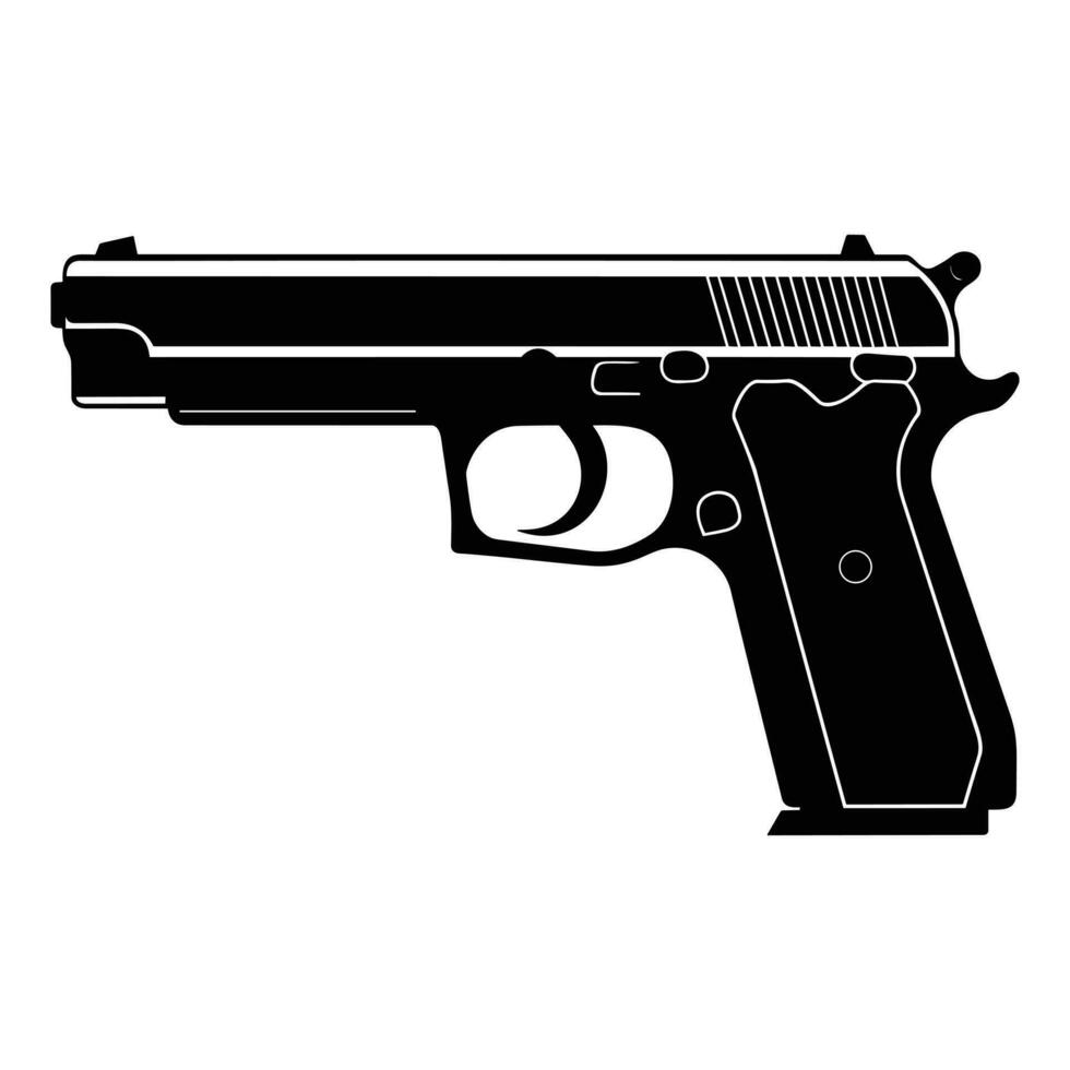 svart silhuett av en pistol vektor ikon