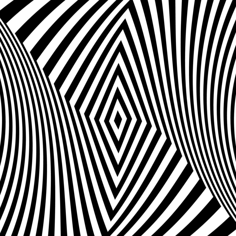 svart och vit optisk illusion. abstrakt vågig Ränder mönster vektor