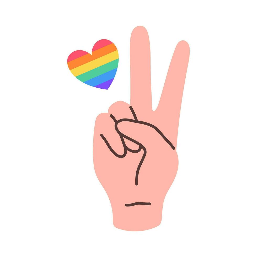 HBTQ hjärta och hand isolerat på vit bakgrund. hbtq. symbol av de HBTQ stolthet gemenskap. HBTQ stolthet eller regnbåge i olika former design. HBTQ flagga eller regnbåge flagga. vektor illustration.