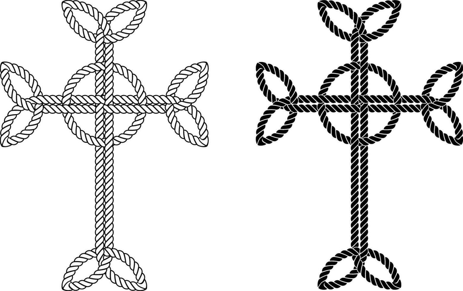 översikt silhuett celtic korsa rep symbol uppsättning vektor