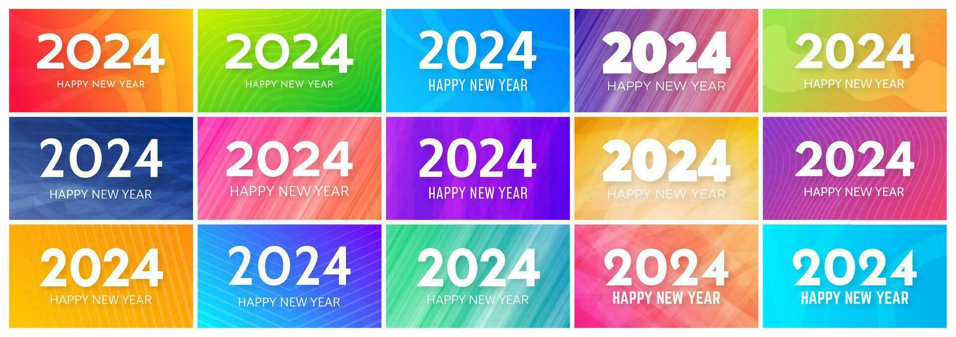 2024 Lycklig ny år på färgrik bakgrunder vektor