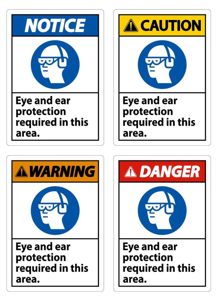 Warnschild Augen- und Gehörschutz in diesem Bereich erforderlich vektor