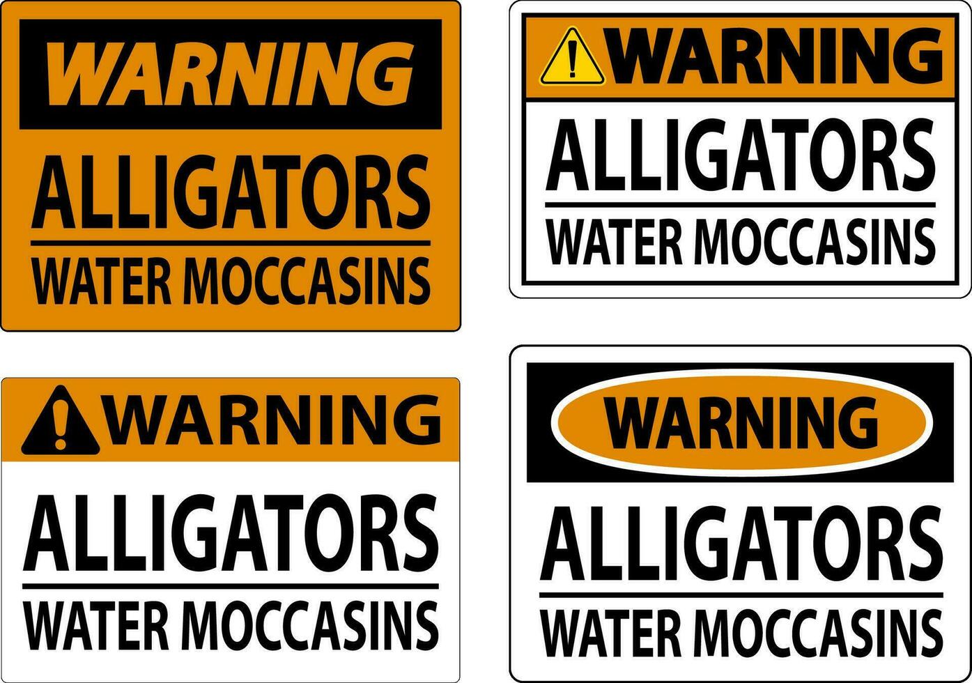 varning tecken alligatorer - vatten mockasiner vektor