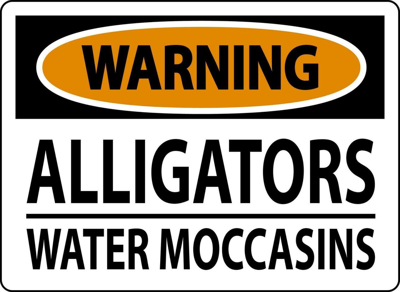 varning tecken alligatorer - vatten mockasiner vektor