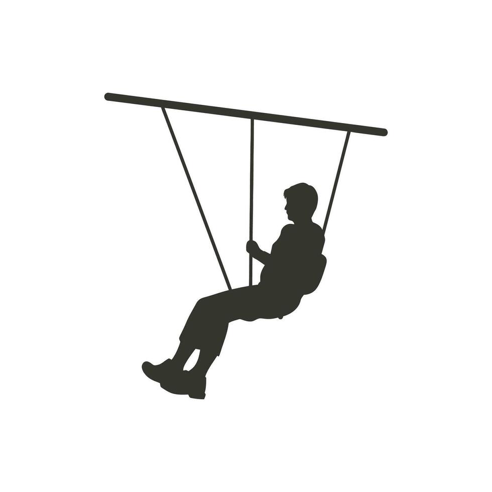 Kerl hochfliegend auf ein Zipline Symbol auf Weiß Hintergrund - - einfach Vektor Illustration
