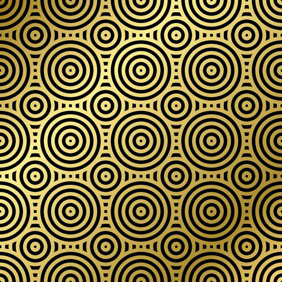 mönster sömlös lyx svart och guld Vinka cirkel linje abstrakt. geometrisk linje panorama vektor design för jul bakgrund