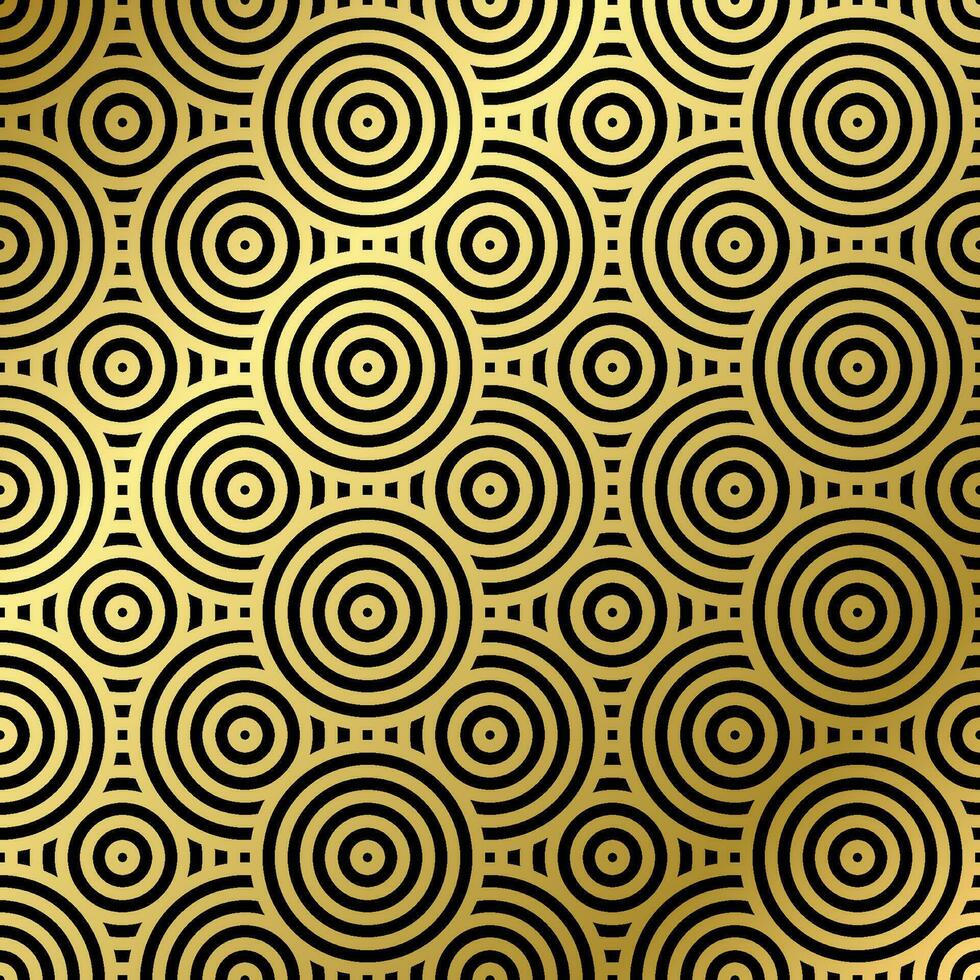 Muster nahtlos Luxus schwarz und Gold Welle Kreis Linie abstrakt. geometrisch Linie Panorama Vektor Design zum Weihnachten Hintergrund