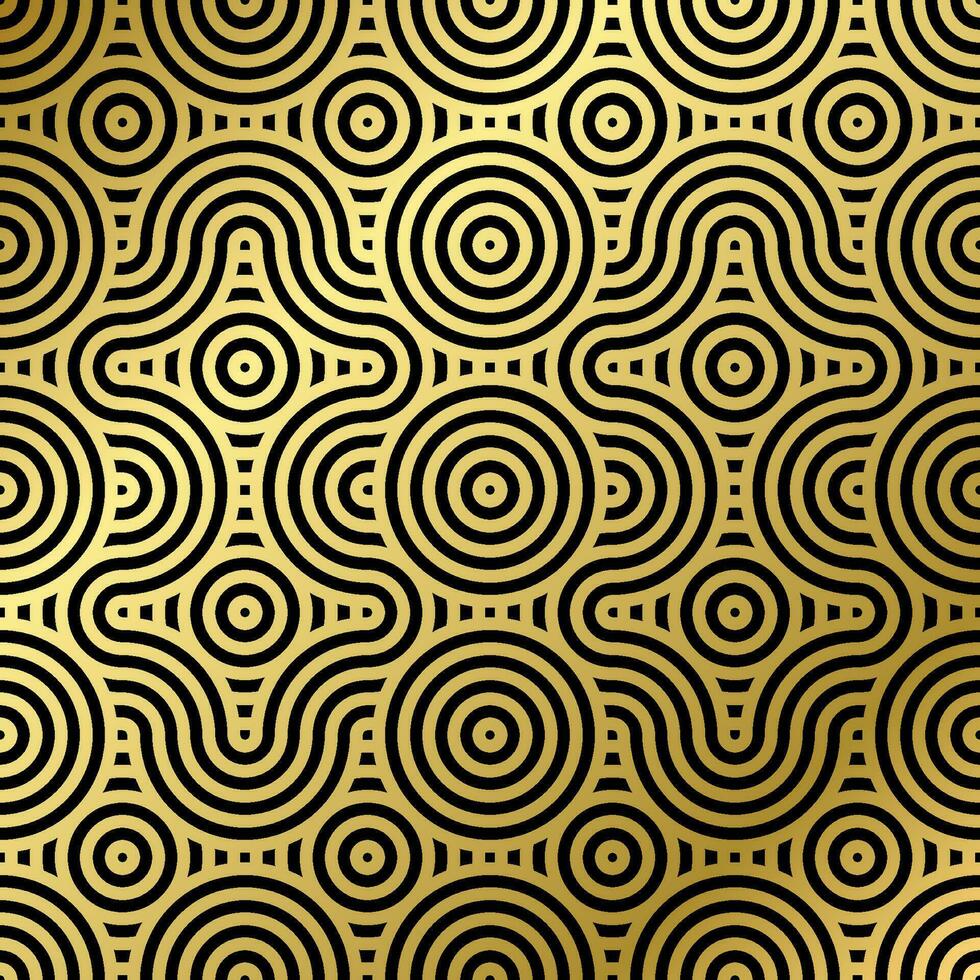 Muster nahtlos Luxus schwarz und Gold Welle Kreis Linie abstrakt. geometrisch Linie Panorama Vektor Design zum Weihnachten Hintergrund