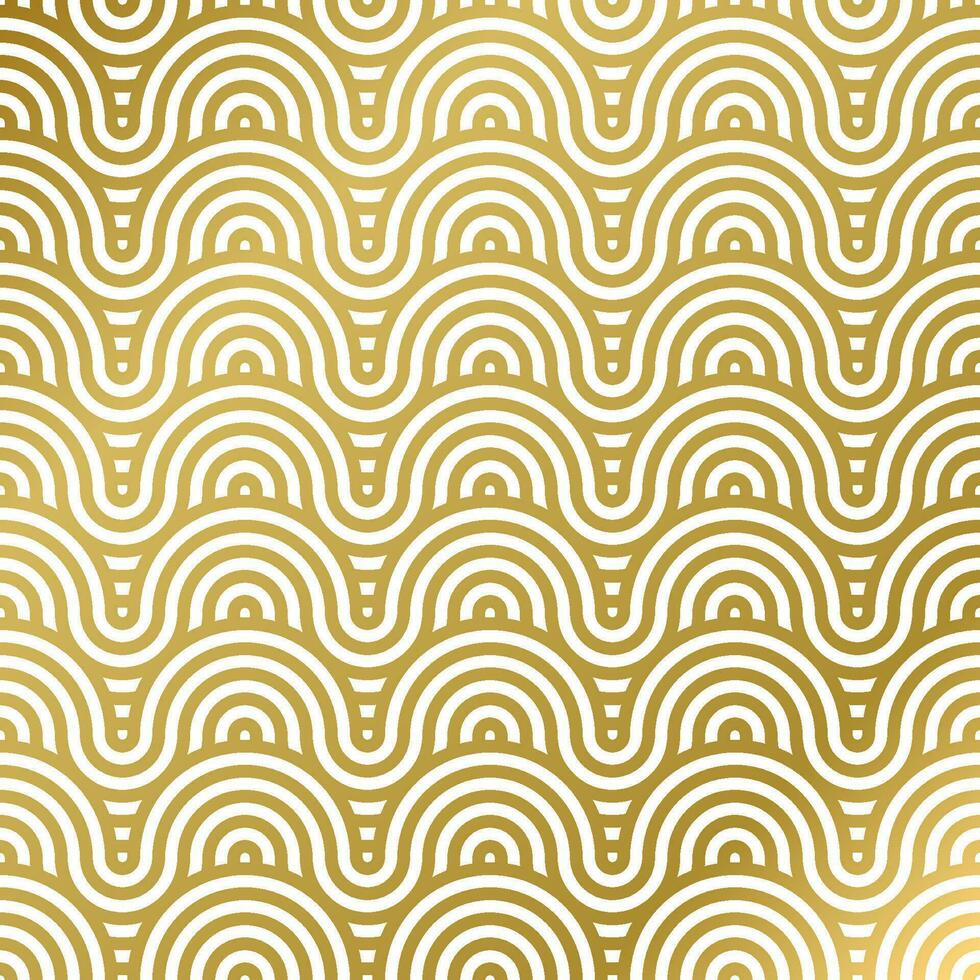 Muster nahtlos Luxus Weiß und Gold Welle Kreis Linie abstrakt. geometrisch Linie Panorama Vektor Design zum Weihnachten Hintergrund
