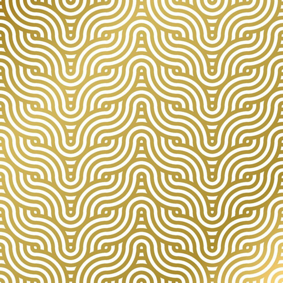 Muster nahtlos Luxus Weiß und Gold Welle Kreis Linie abstrakt. geometrisch Linie Panorama Vektor Design zum Weihnachten Hintergrund