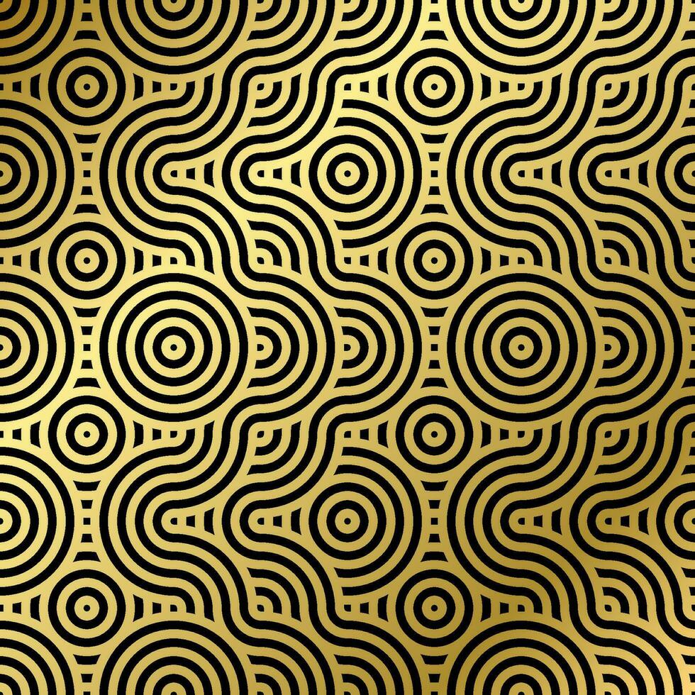 mönster sömlös lyx svart och guld Vinka cirkel linje abstrakt. geometrisk linje panorama vektor design för jul bakgrund