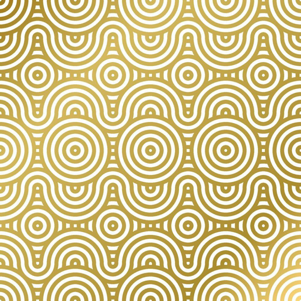 mönster sömlös lyx vit och guld Vinka cirkel linje abstrakt. geometrisk linje panorama vektor design för jul bakgrund