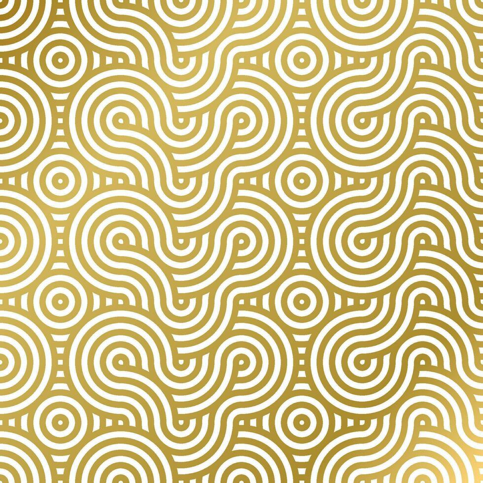 Muster nahtlos Luxus Weiß und Gold Welle Kreis Linie abstrakt. geometrisch Linie Panorama Vektor Design zum Weihnachten Hintergrund