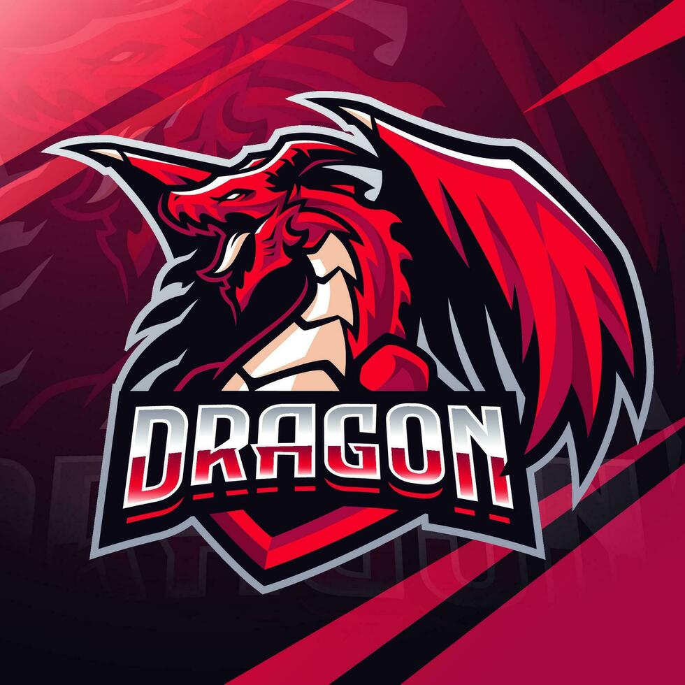 dragon esport maskot logo design vektor