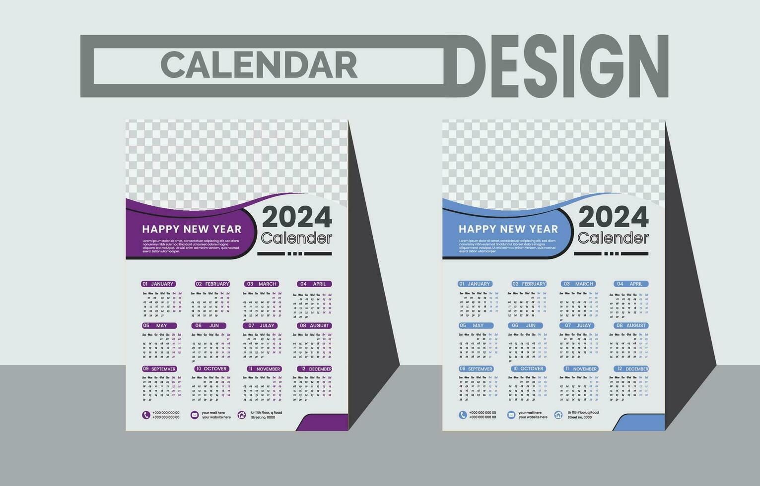 kalender 2024 vecka Start måndag företags- design mall vektor