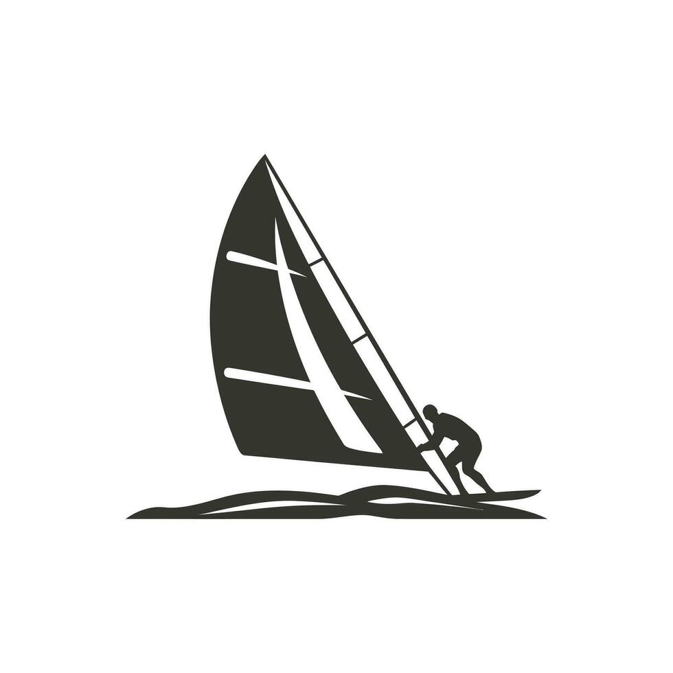 vindsurfing i rörelse ikon på vit bakgrund - enkel vektor illustration