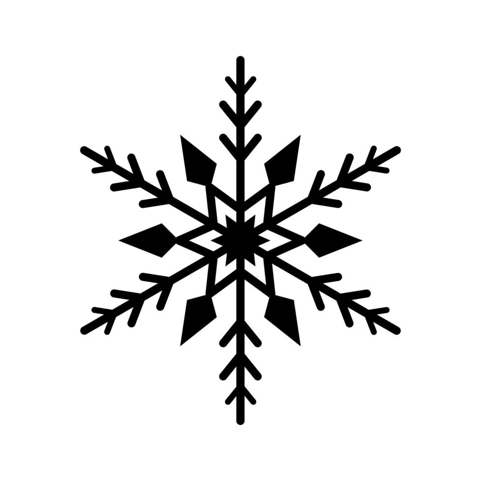 Schneeflocke der schwarzen Linie. festliche Dekoration für Neujahr, Weihnachten vektor