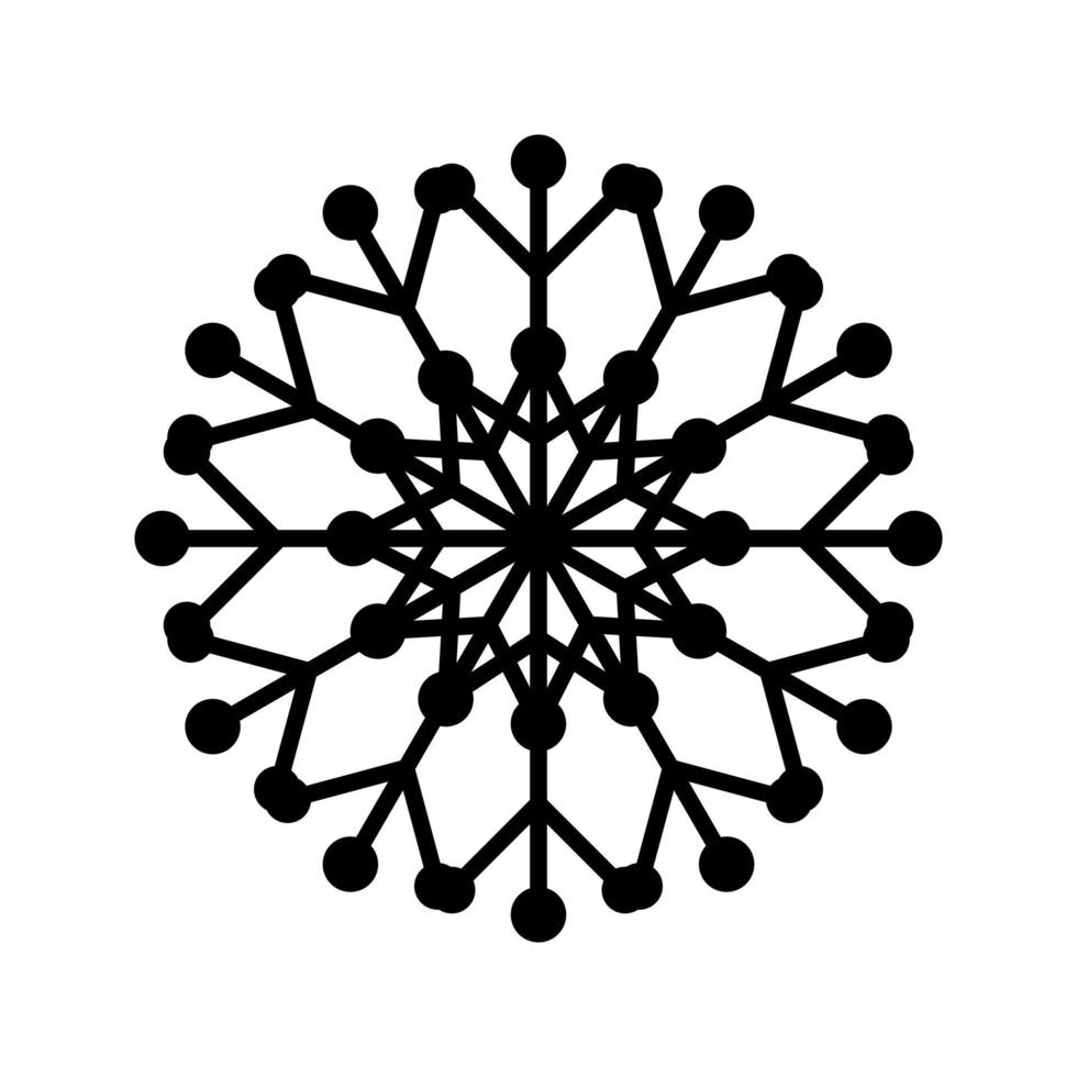enkel snöflinga av svarta linjer. festlig dekoration för nyår och jul vektor