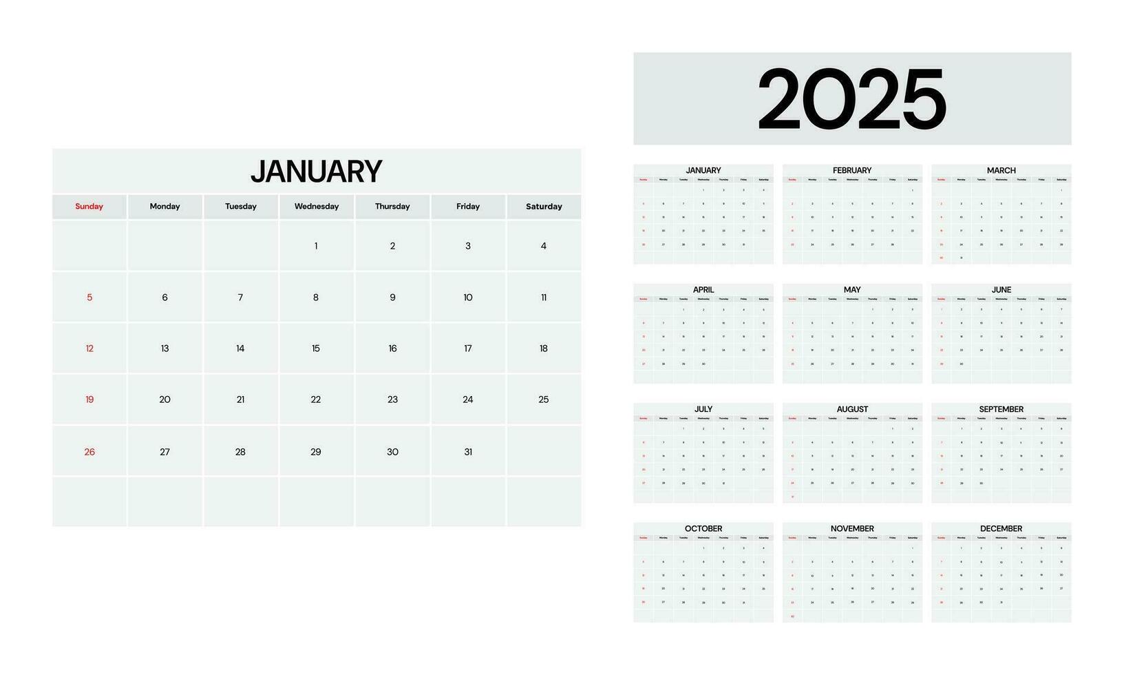 kalender 2025 design mall. vektor