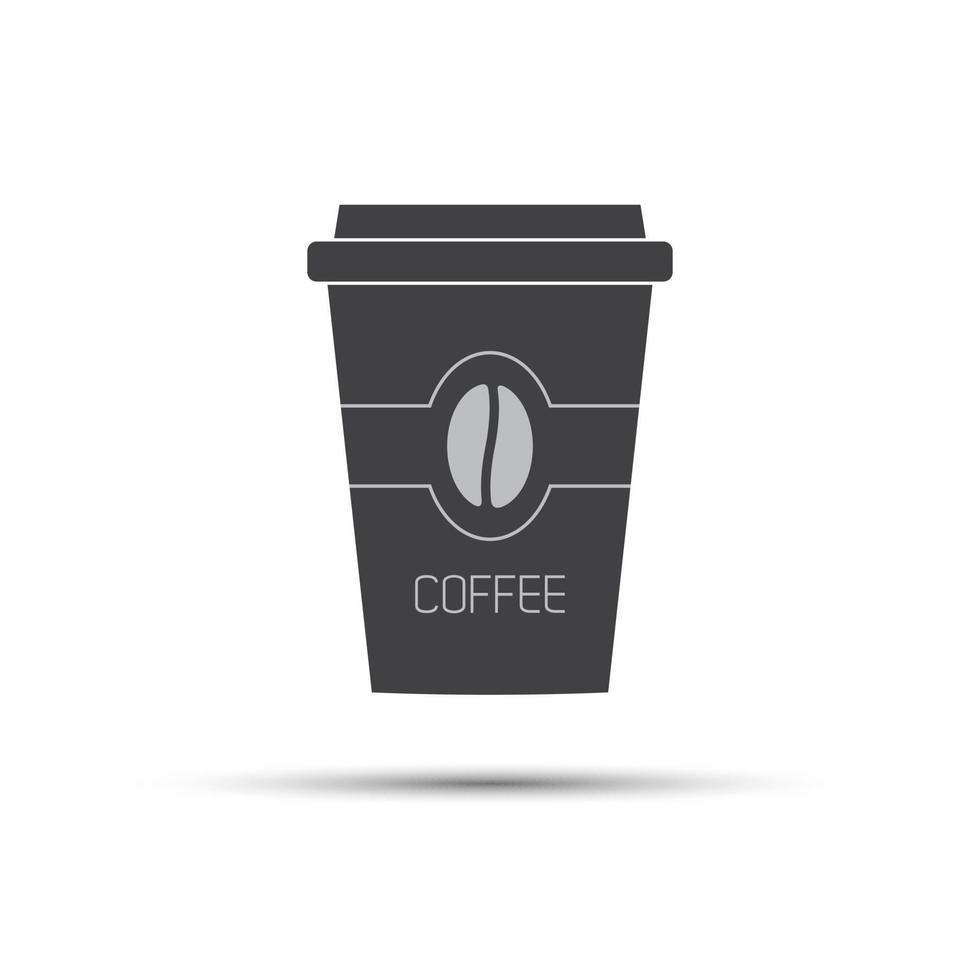 einfache ikone papiertasse kaffee mit kaffeebohne vektor