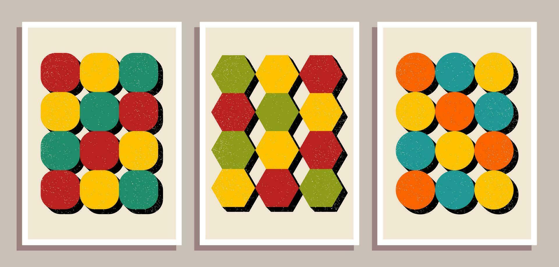 uppsättning av minimal retro geometrisk design affischer. uppsättning av samtida konst vägg dekoration. geometrisk former affisch omslag bakgrund. vektor