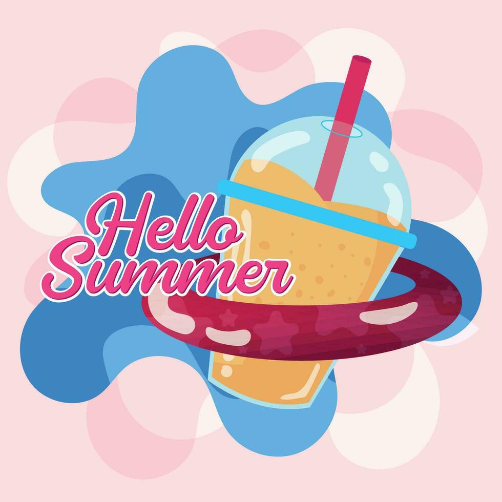 kalt Getränk Hallo Sommer- Poster Vektor Illustration