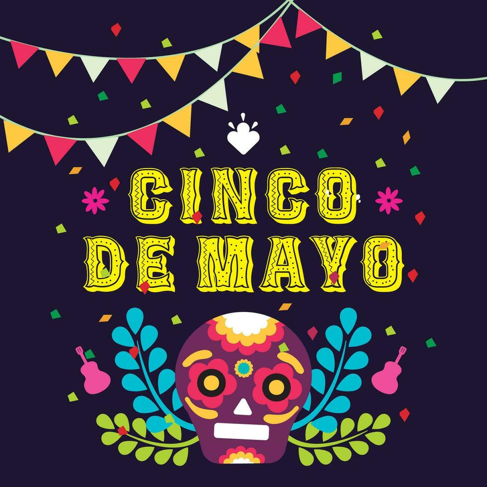 cinco de Mayo Poster mit Schädel Vektor Illustration