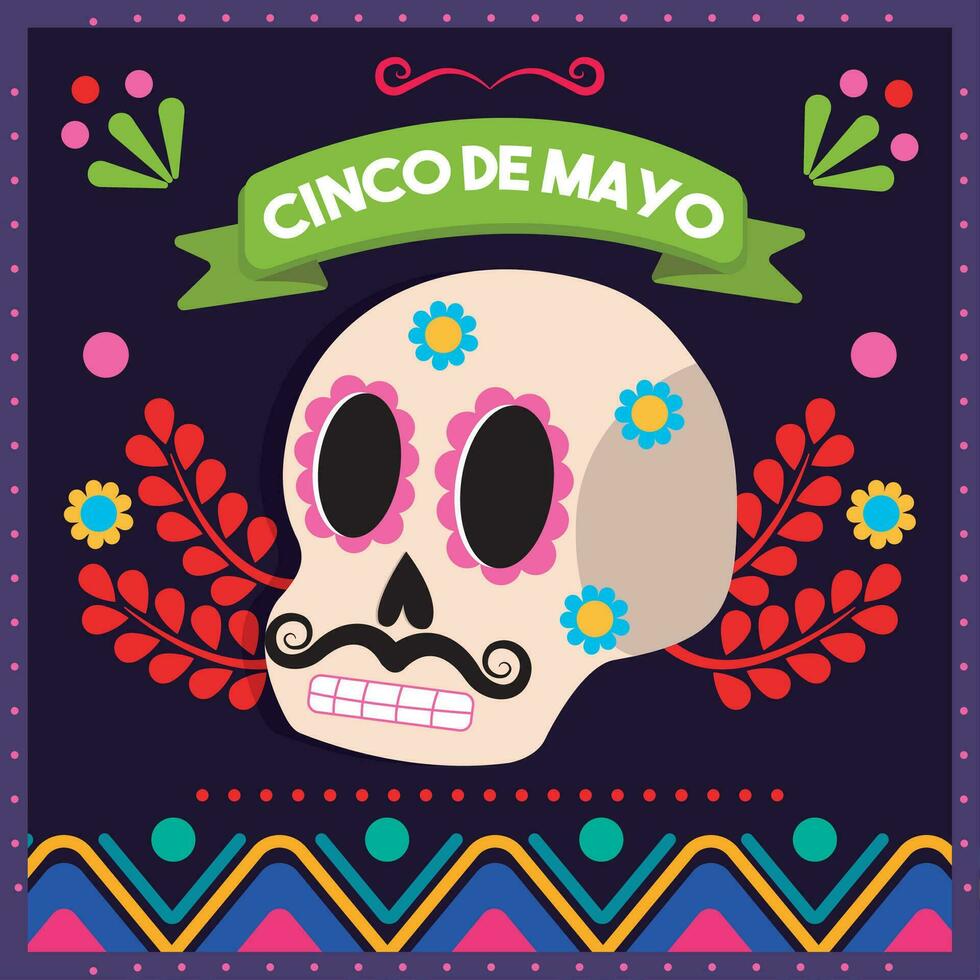 cinco de Mayo Poster mit Schädel Vektor Illustration