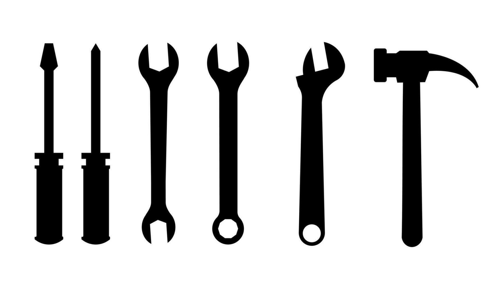 Silhouette von Werkzeug, Schlüssel, Mechaniker Ausrüstung. Vektor Illustration.