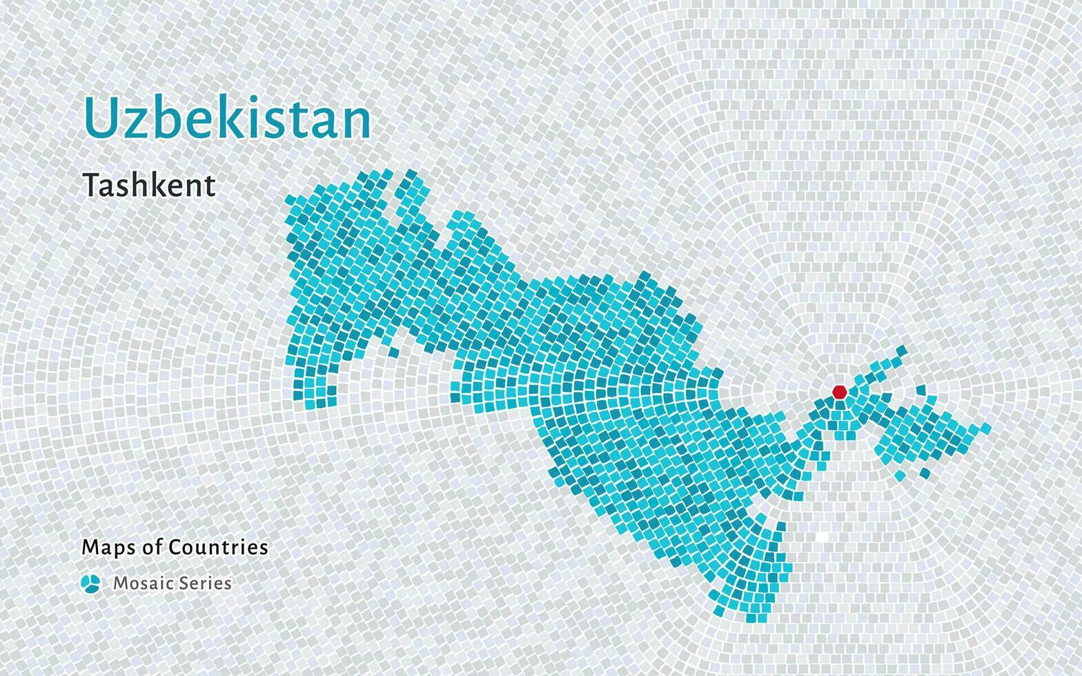 uzbekistan Karta med en huvudstad av Tasjkent visad i en mosaik- mönster vektor