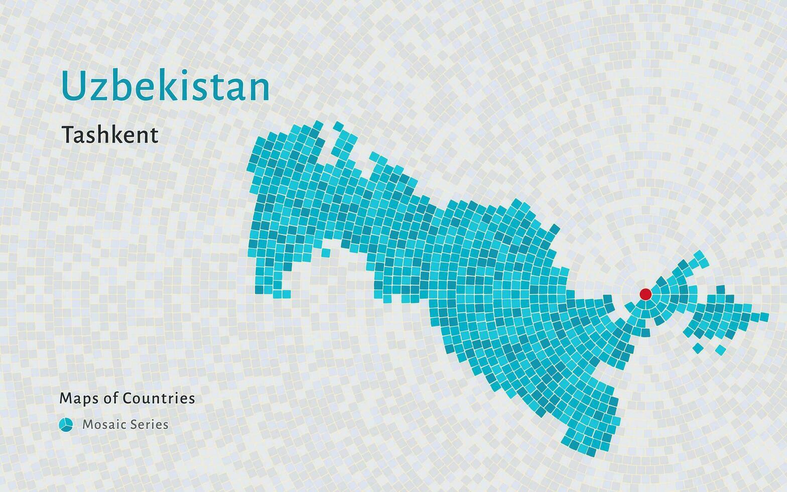 uzbekistan Karta med en huvudstad av Tasjkent visad i en mosaik- mönster vektor