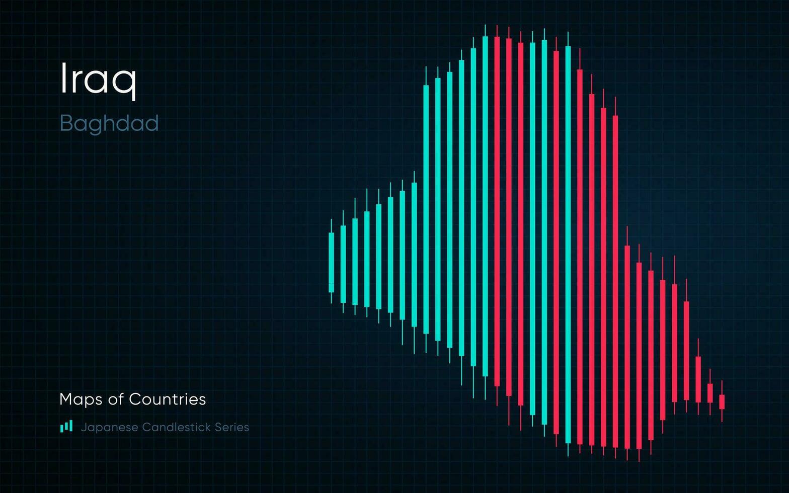 irak Karta är visad i en Diagram med barer och rader. japansk ljusstake Diagram serier vektor