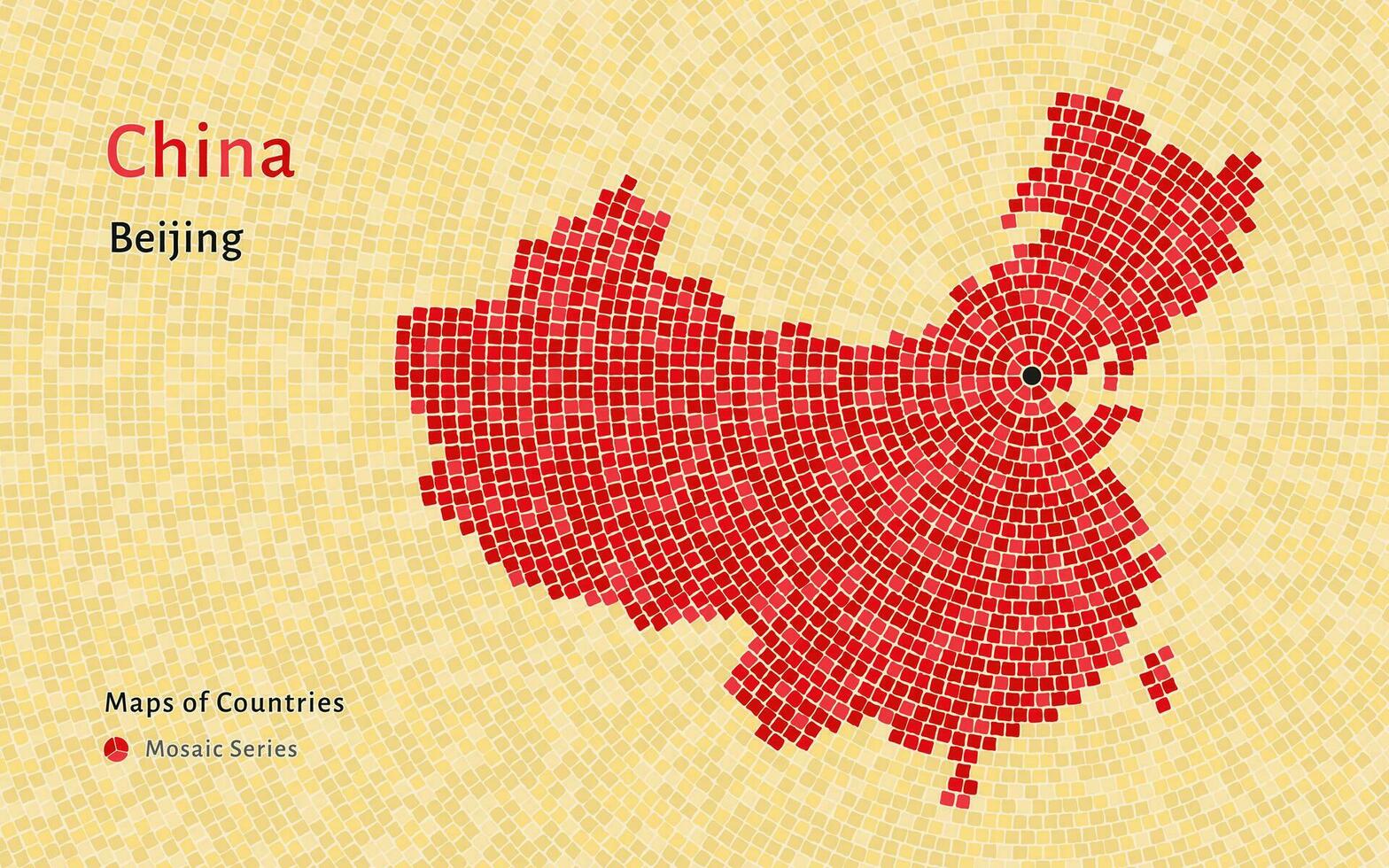 Kina Karta med en huvudstad av beijing visad i en mosaik- tegel mönster vektor