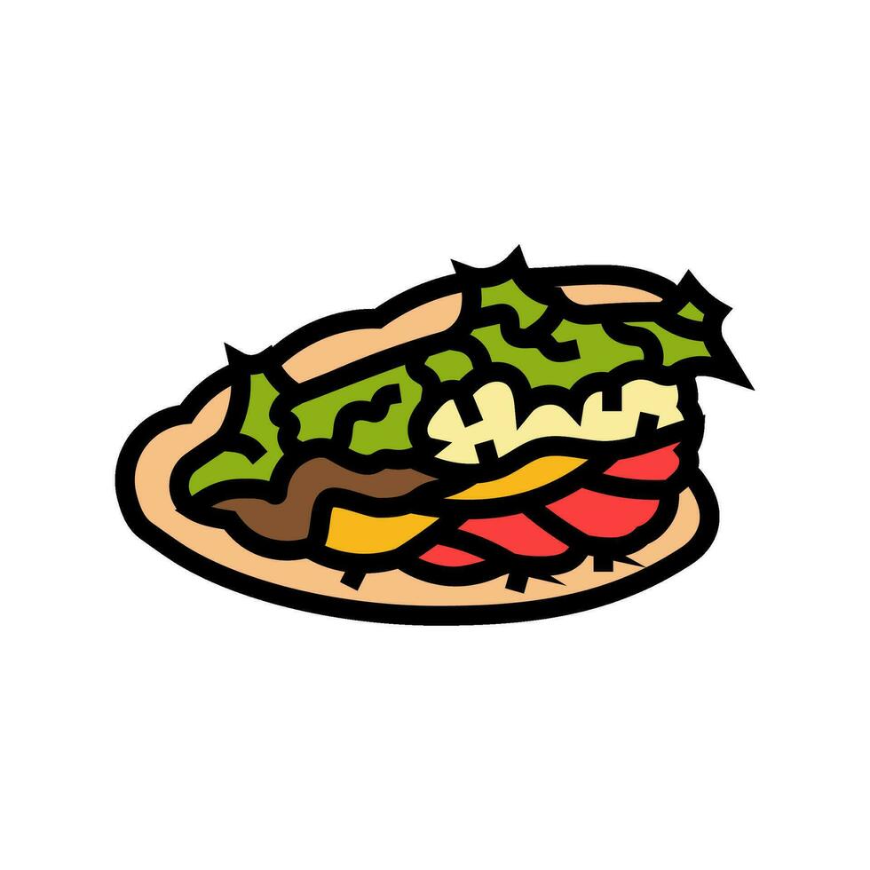 Döner Kebab Türkisch Küche Farbe Symbol Vektor Illustration