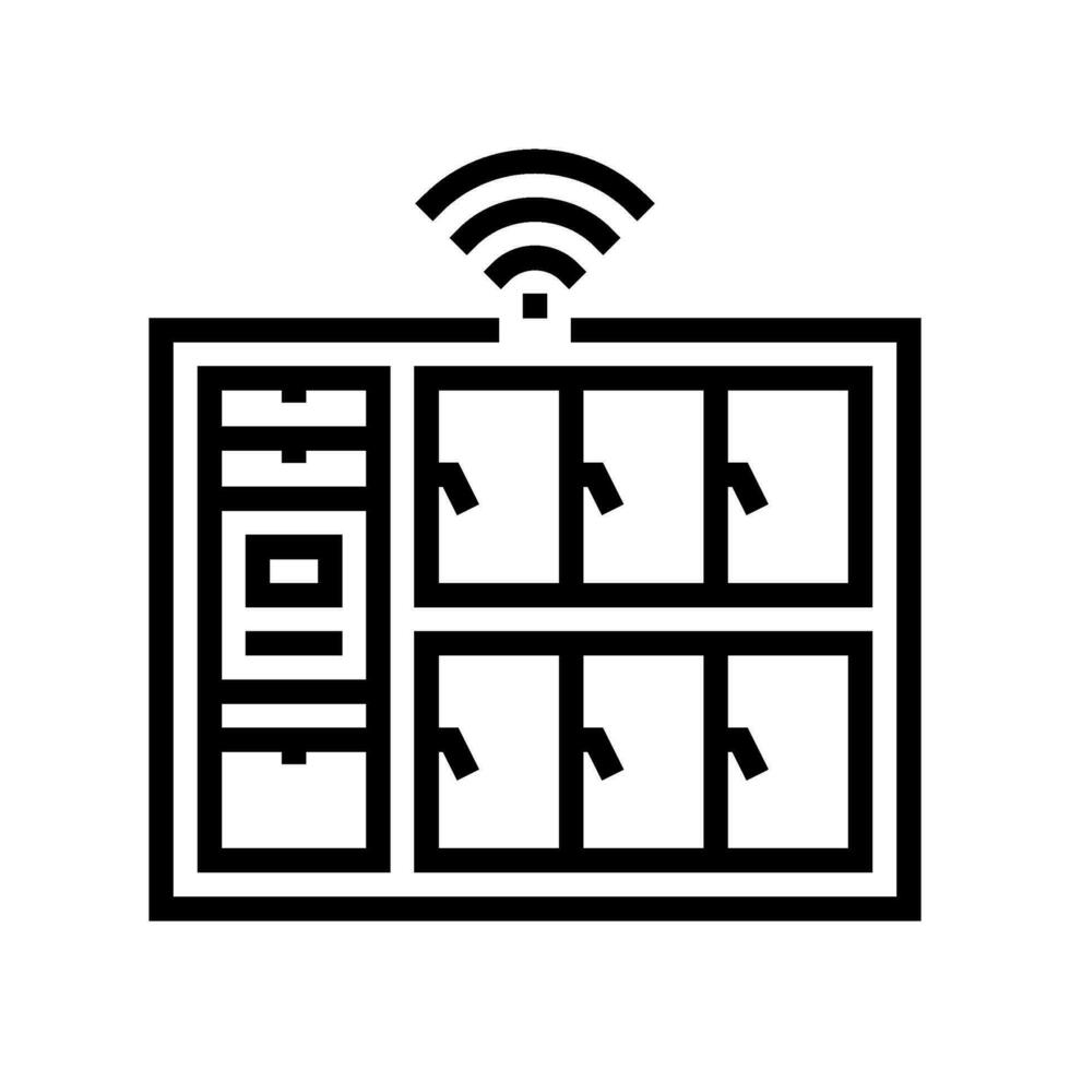 smart förvaringsskåp autonom leverans linje ikon vektor illustration