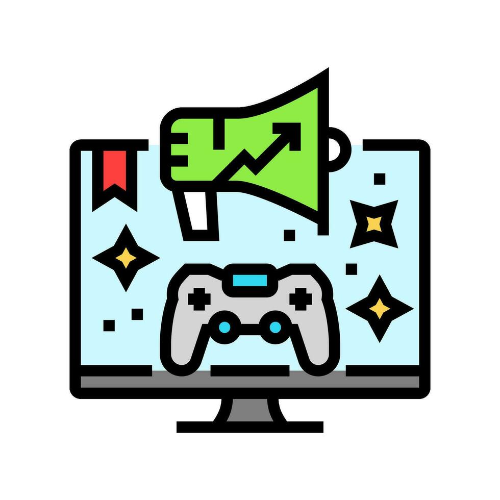 marknadsföring spel utveckling Färg ikon vektor illustration
