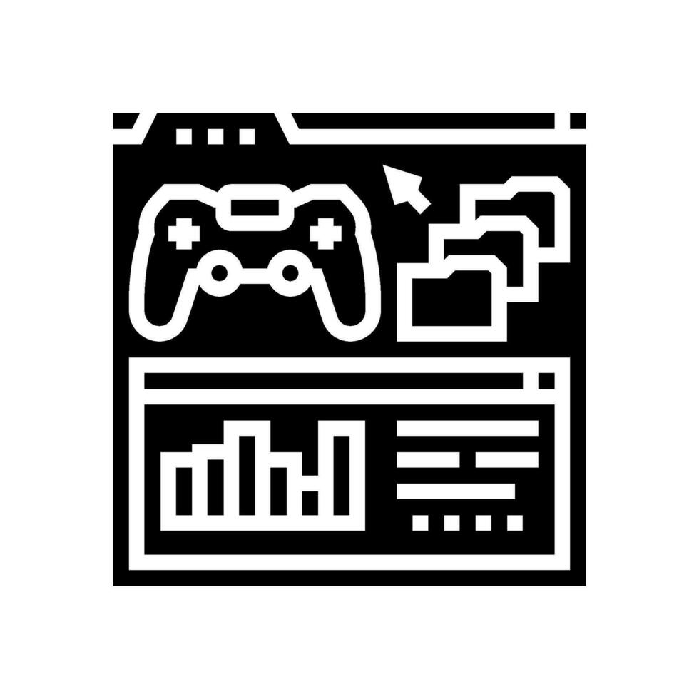 analys spel utveckling glyf ikon vektor illustration
