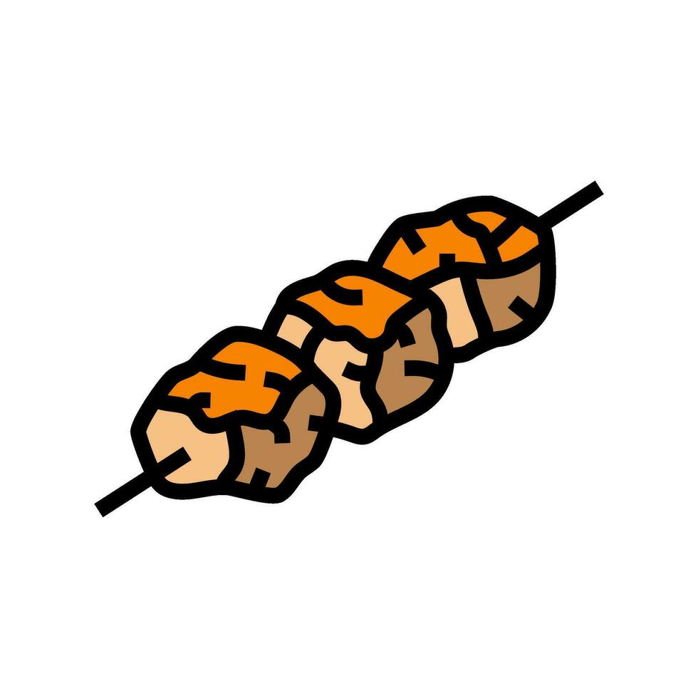 Souvlaki Spieß griechisch Küche Farbe Symbol Vektor Illustration