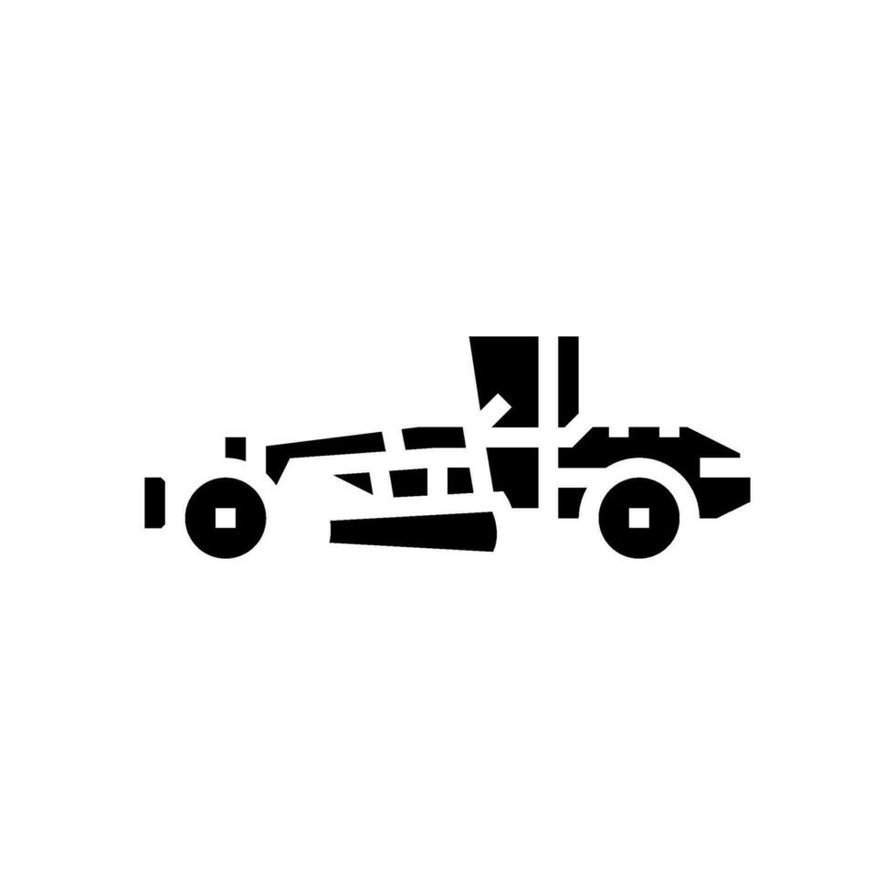 Grader Maschine Konstruktion Fahrzeug Glyphe Symbol Vektor Illustration