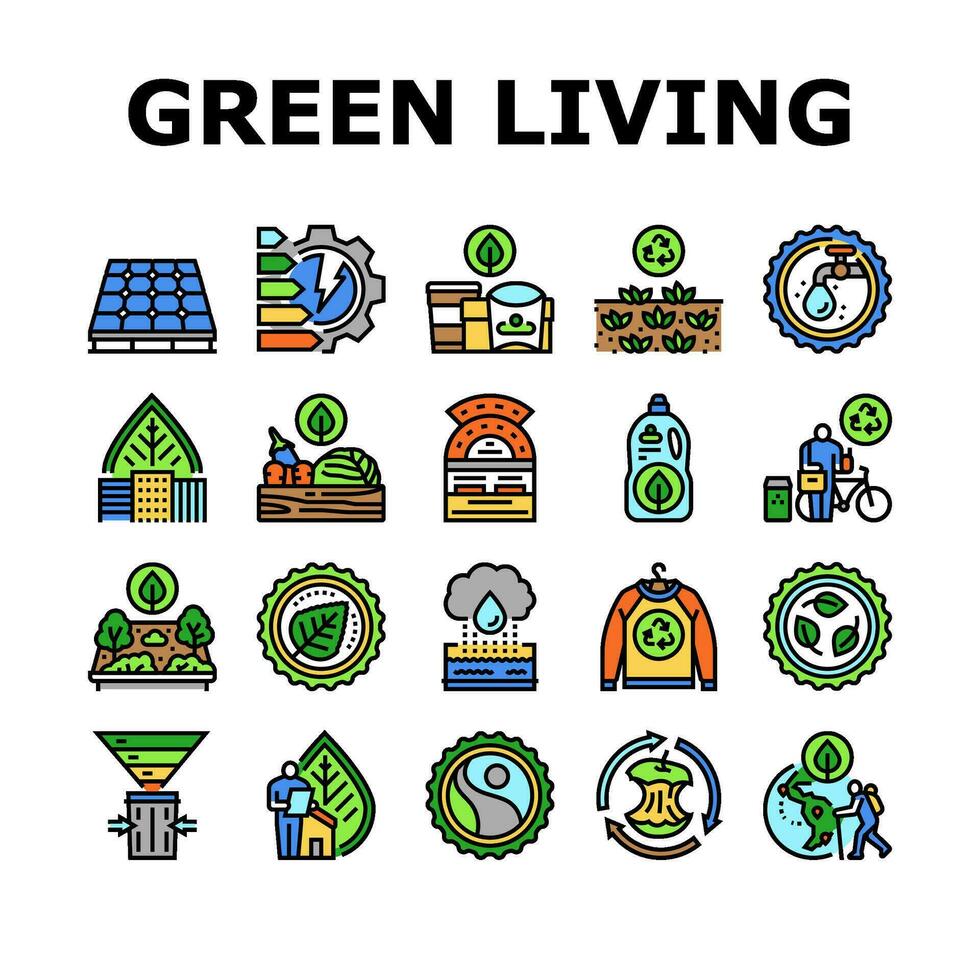 Grün Leben Natur Öko Symbole einstellen Vektor