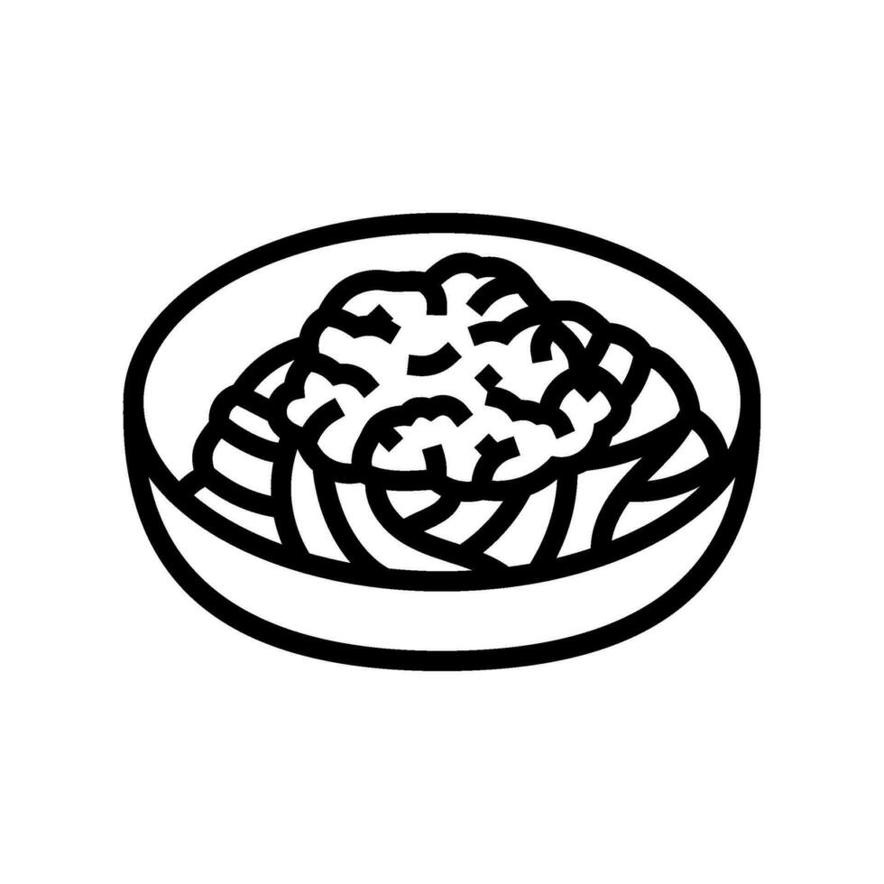Spaghetti Bolognese Italienisch Küche Linie Symbol Vektor Illustration