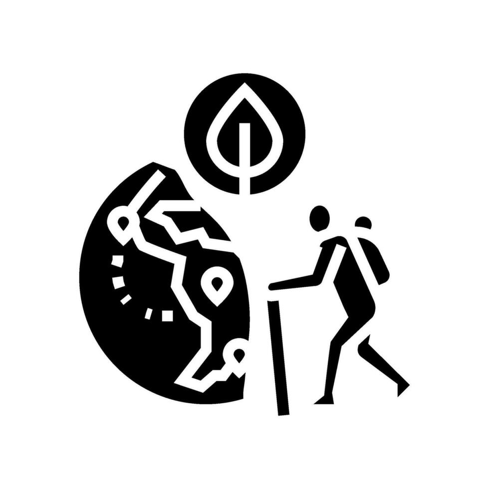 Öko Tourismus Grün Leben Glyphe Symbol Vektor Illustration